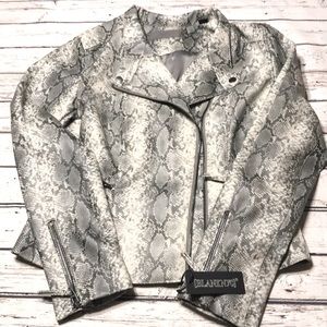Grey and white faux snake skin jacket